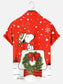 Men's Christmas Wreath Cartoon Print Holiday Short Sleeve Shirt