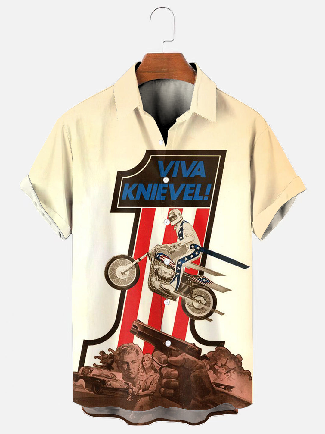 Men's 70s Vintage Movie Poster Print Hawaiian Short Sleeve Shirt