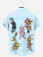 Men's Cartoon Tattoo Print Hawaiian Short Sleeve Pocket Shirt