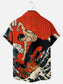 Men's Ukiyo-e Kung Fu Art Print Hawaiian Pocket Short Sleeve Shirt