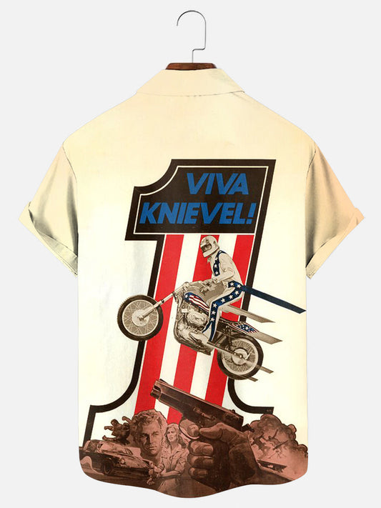 Men's 70s Vintage Movie Poster Print Hawaiian Short Sleeve Shirt