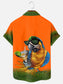 Blue Macaw Cocktail Print Casual Vacation Short Sleeve Shirt
