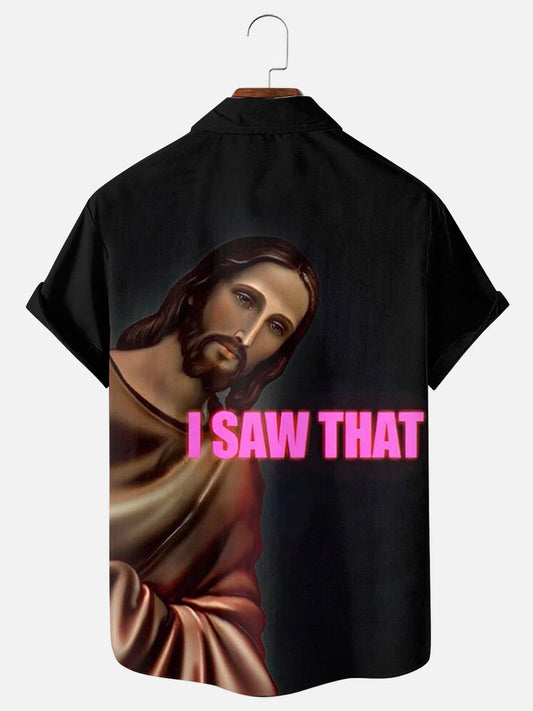 I Saw That Funny Jesus Short Sleeve Pocket Shirt