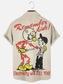 Men's 70's Vintage Electricity Warning Logo Pattern Print Hawaiian Short Sleeve Shirt
