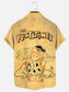 Men's Vintage Cartoon Character Poster Print Hawaiian Chest Pocket Short Sleeve Shirt