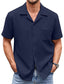 Men's Cuban Collar Pocket Waffle Basic Simple Everyday Casual Shirt