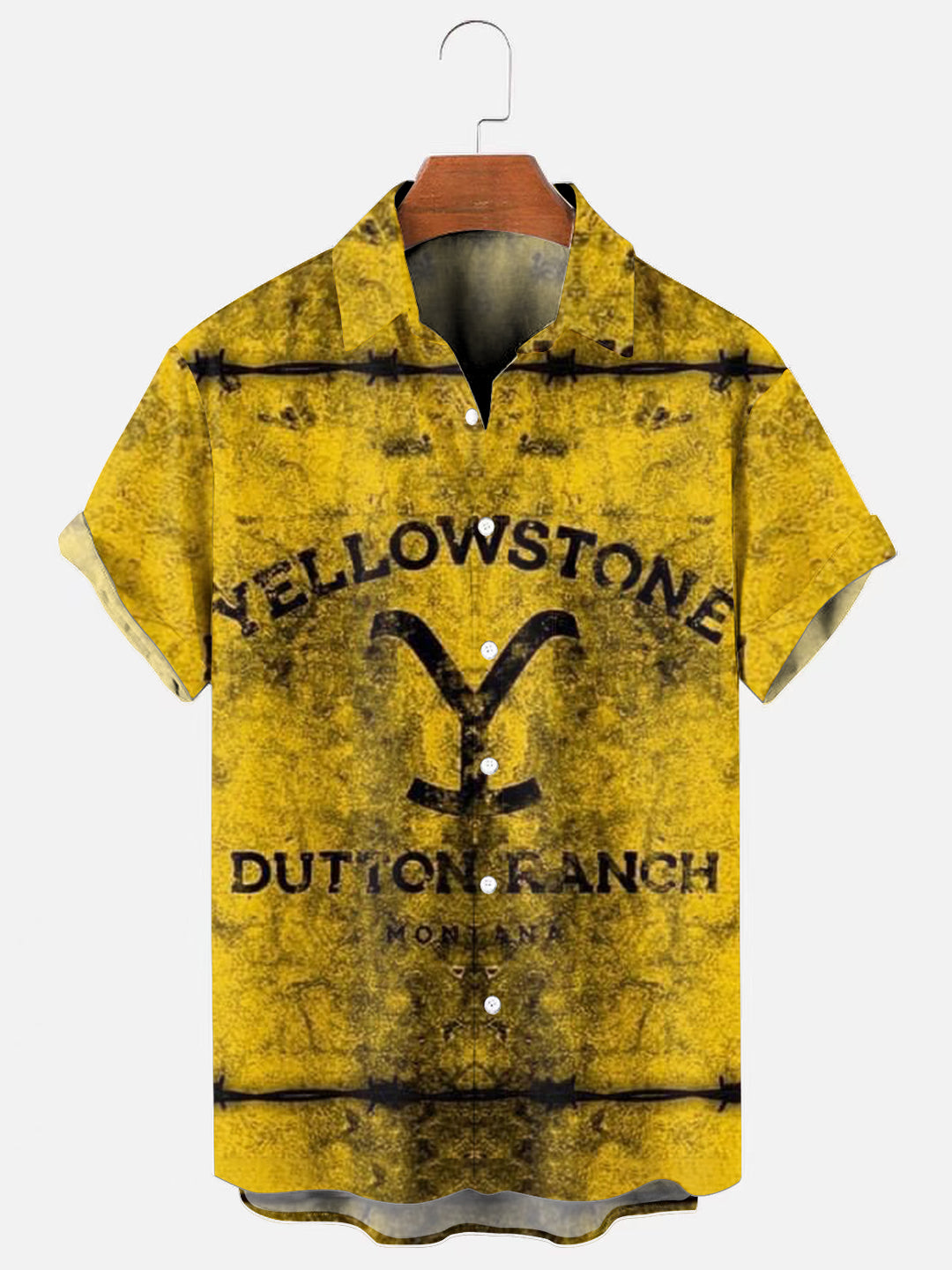 Men's Vintage Western Logo Print Casual Short Sleeve Pocket Shirt