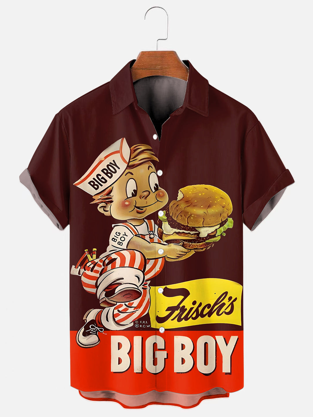 Men's Vintage Big Boy Poster Print Hawaiian Short-Sleeve Shirt