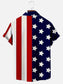 Men's Independence Day Flag Print Chest Pocket Short Sleeve Shirt