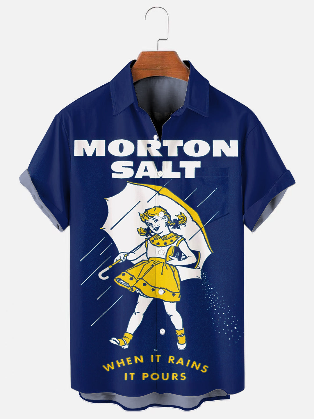 Men's Vintage Advertisement Print Casual Short Sleeve Pocket Shirt