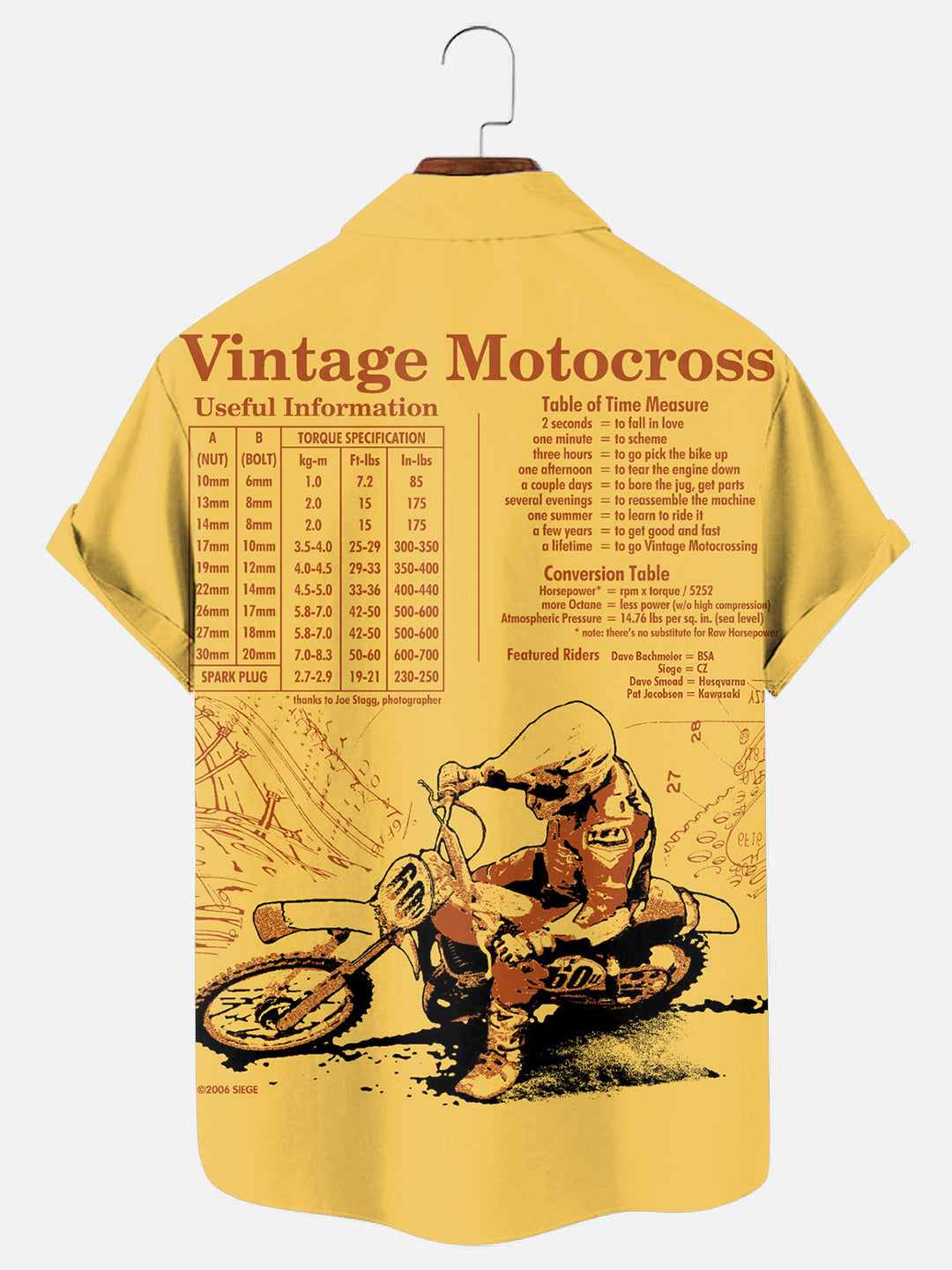 Men's Vintage Old School Motocross Graphic Print Hawaiian Short Sleeve Pocket Shirt