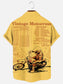 Men's Vintage Old School Motocross Graphic Print Hawaiian Short Sleeve Pocket Shirt
