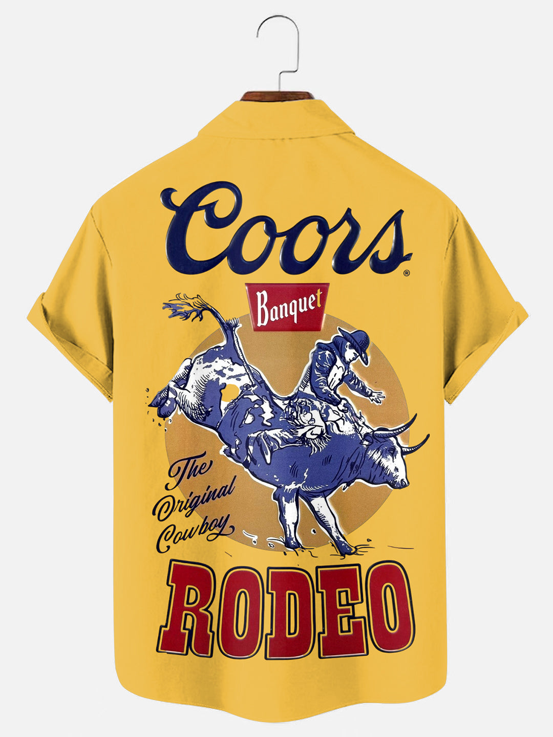 Men's Retro Beer Rodeo Print Hawaiian Short Sleeve Shirt