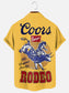 Men's Retro Beer Rodeo Print Hawaiian Short Sleeve Shirt