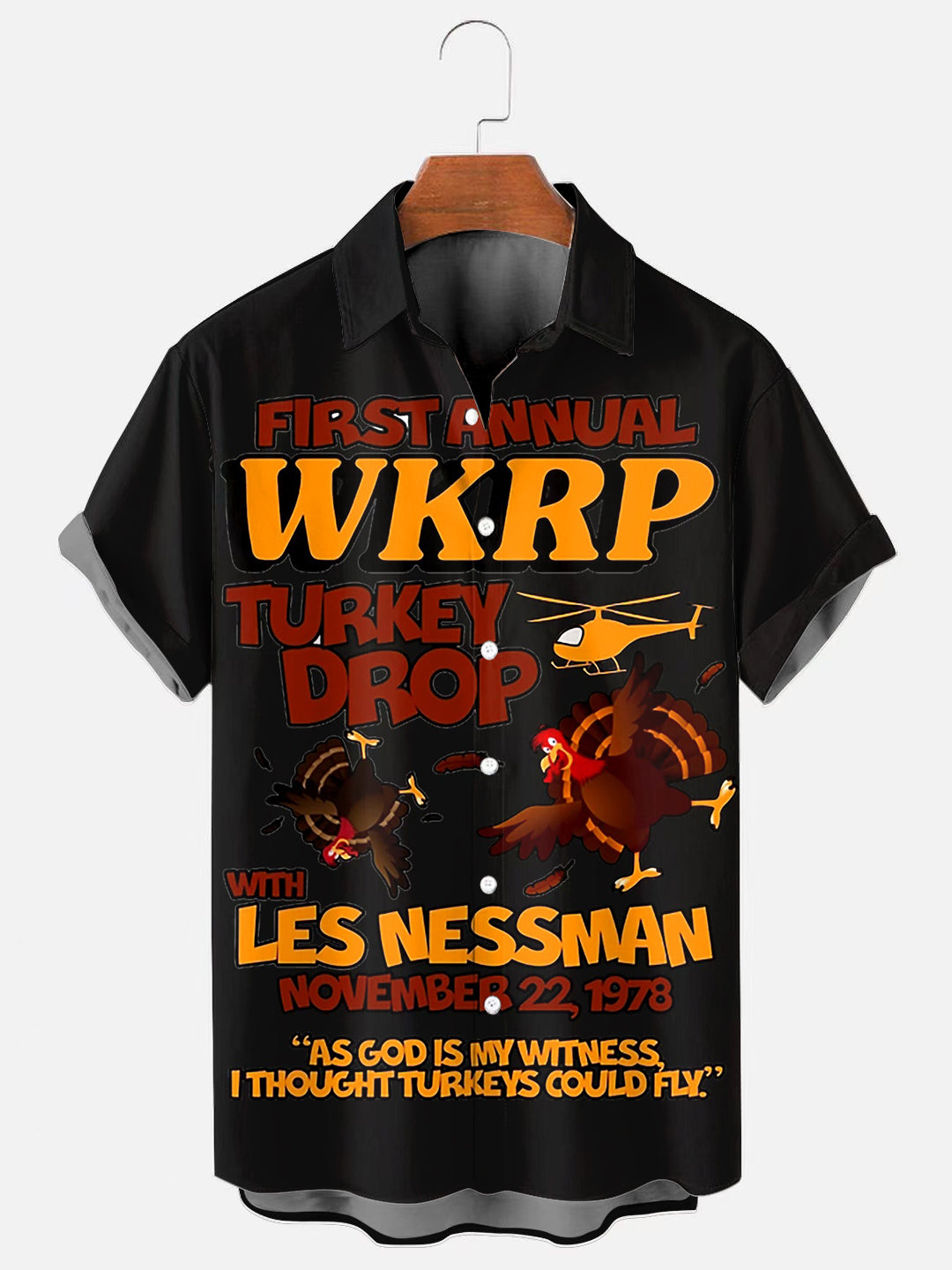 Men's Wkrp Turkey Drop On Casual Short Sleeve Shirt