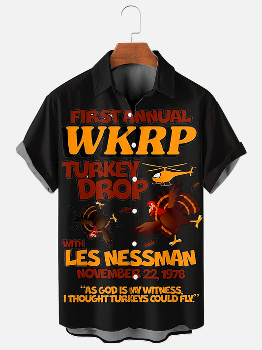 Men's Wkrp Turkey Drop On Casual Short Sleeve Shirt
