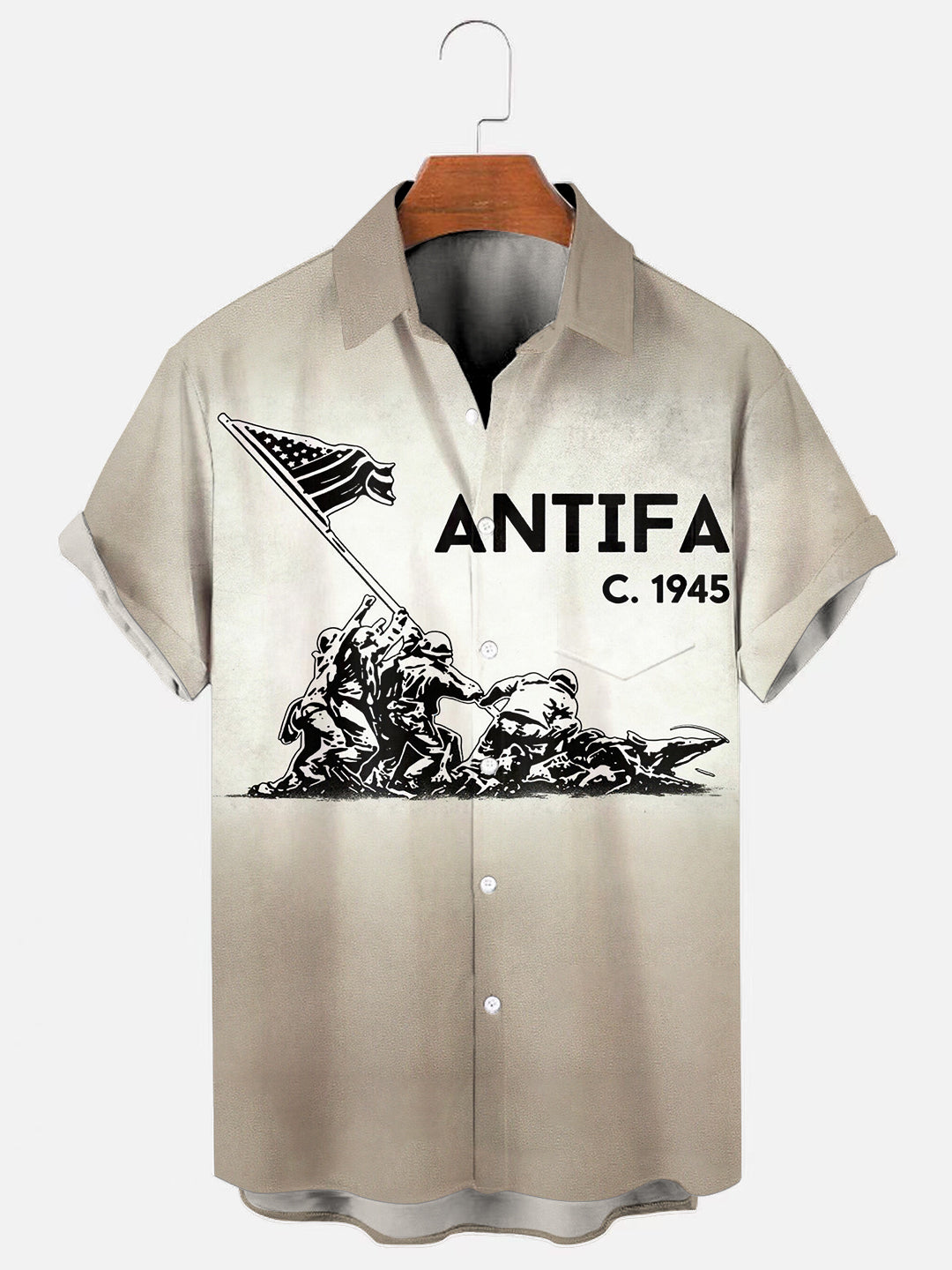 Men's Vintage 1945 Patriotic Short Sleeve Pocket Shirt