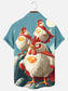 Men's Cartoon Super Chicken Print Hawaiian Short Sleeve Shirt