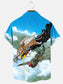 Men's Vintage WWII Flying Tigers Art Print Hawaiian Short Sleeve Pocket Shirt