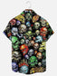 Men's Skull Tattoo Print Hawaiian Chest Pocket Short Sleeve Shirt