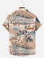Men's Vintage Baseball Print Hawaiian Short Sleeve Shirt