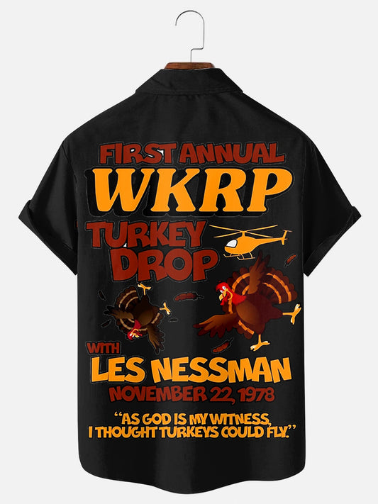 Men's Wkrp Turkey Drop On Casual Short Sleeve Shirt