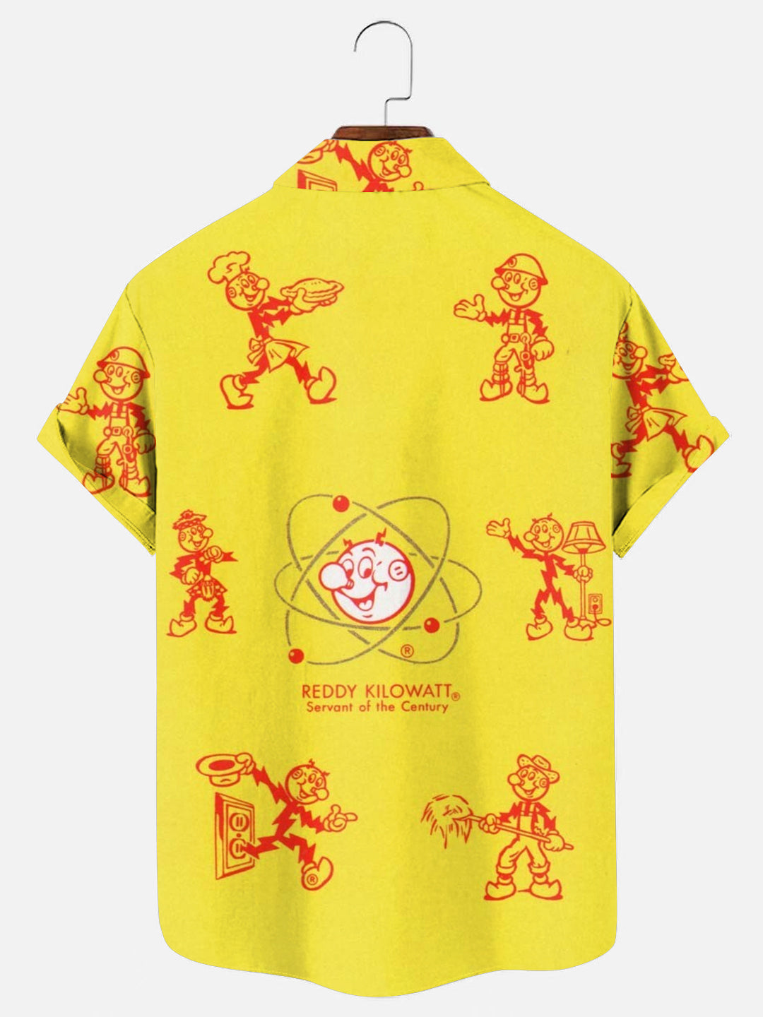 Men's Retro Electric Power Logo Character Print Casual Short Sleeve Shirt