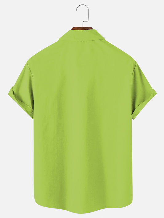 Men's Christmas Vintage Grinch Stripe Print Holiday Short Sleeve Shirt