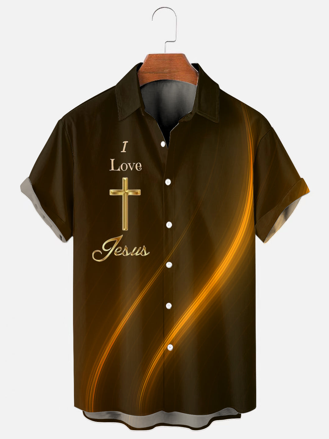Men's Easter "I Love Jesus" Cross Print Casual Short Sleeve Shirt