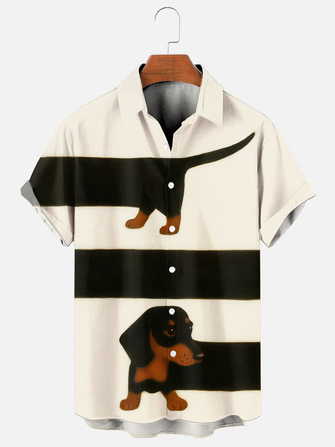 Men's Dachshund Art Print Hawaiian Short Sleeve Shirt