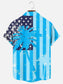 Men's Blue Flag Coconut Beach Style Print Holiday Short Sleeve Shirt