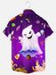 Men's Halloween Cute Ghost Candy Print Holiday Short Sleeve Shirt