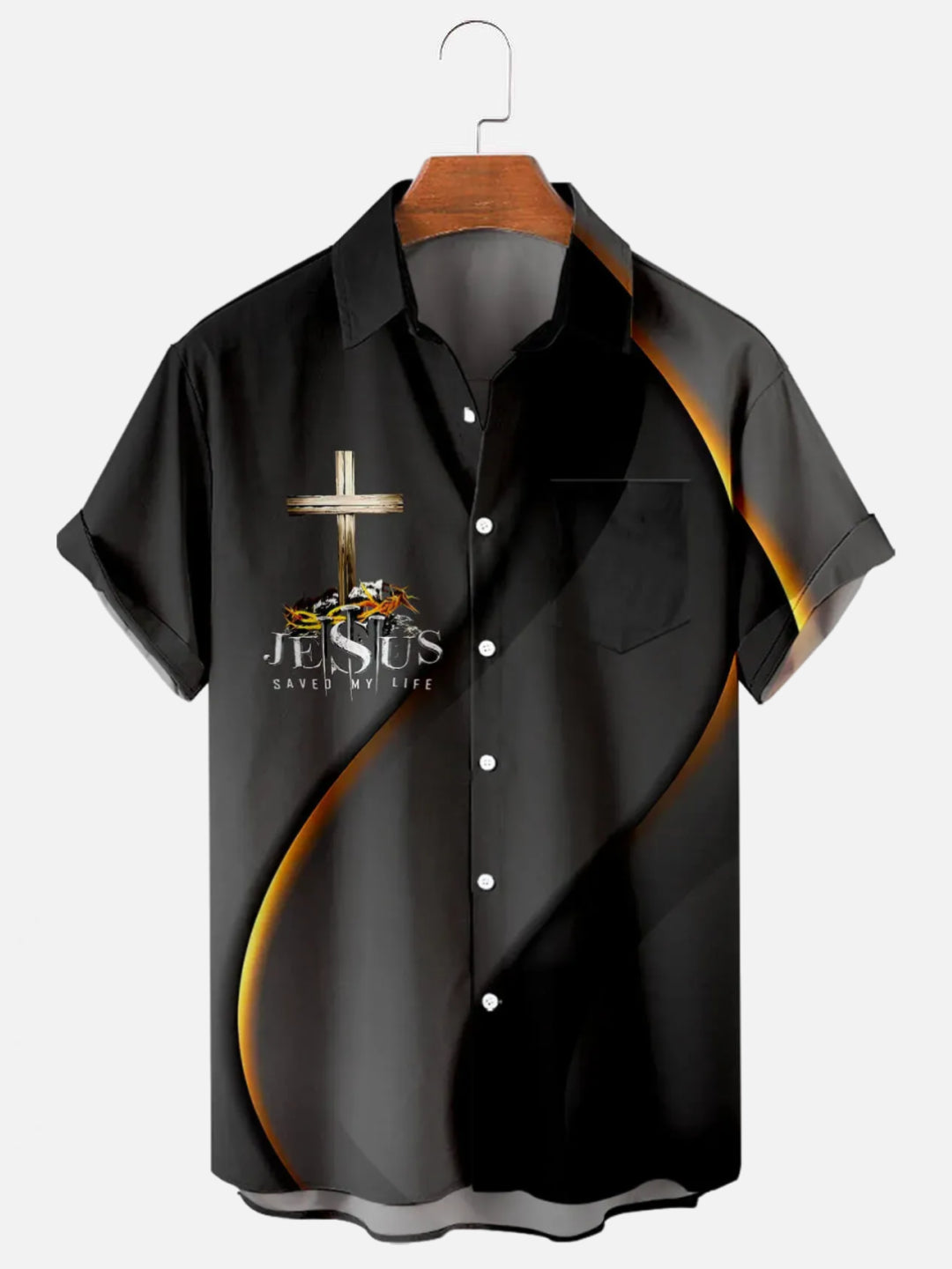 Men's Easter Cross Print Holiday Short Sleeve Shirt