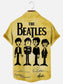 Men's Vintage Band Poster Print Casual Pocket Short Sleeve Shirt