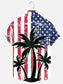 Men's American Flag Coconut Tree Print Independence Day Holiday Short Sleeve Shirt
