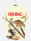 Men's Retro Fishing Book Print Hawaiian Short Sleeve Shirt