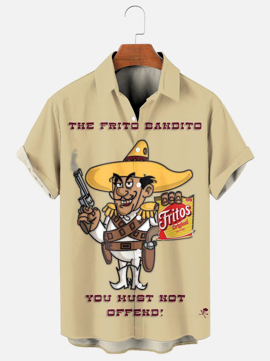 Men's Vintage Nacho Bandit Print Hawaiian Short Sleeve Shirt