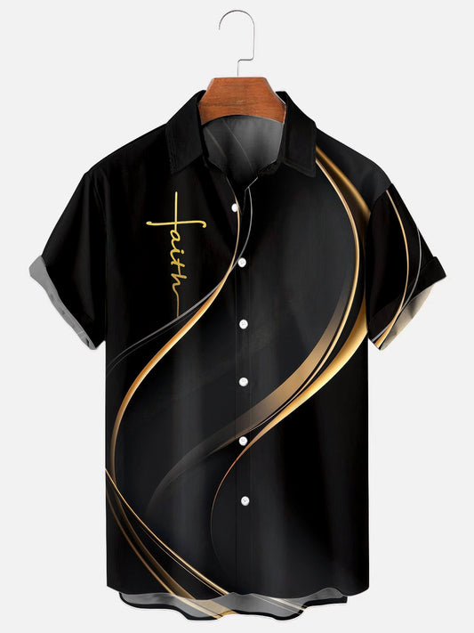 Men's Faith Cross Print Casual Short Sleeve Shirt