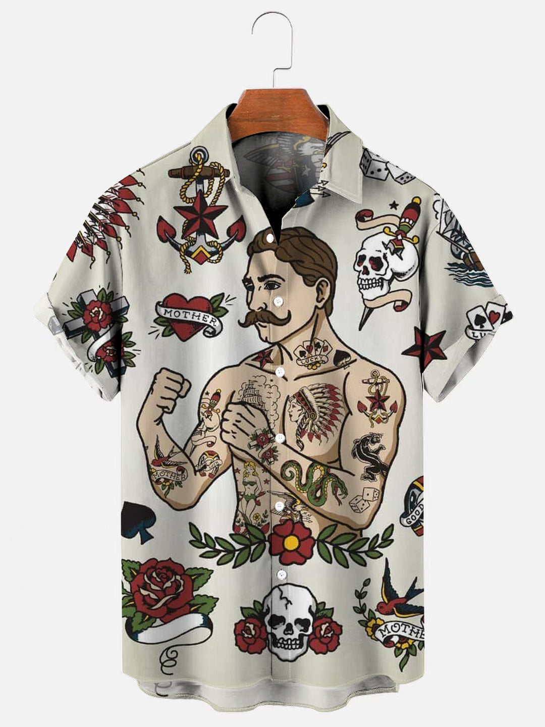 American Traditional Tattoo Hawaiian Short Sleeve Shirt