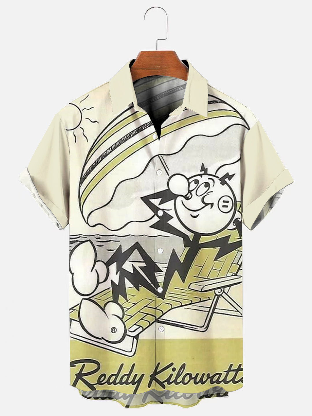 Men's Vintage Reddy Kilowatt Resort Print Hawaiian Short Sleeve Shirt ...