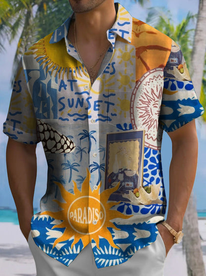 Men's Summer Art Print Hawaiian Short Sleeve Shirt