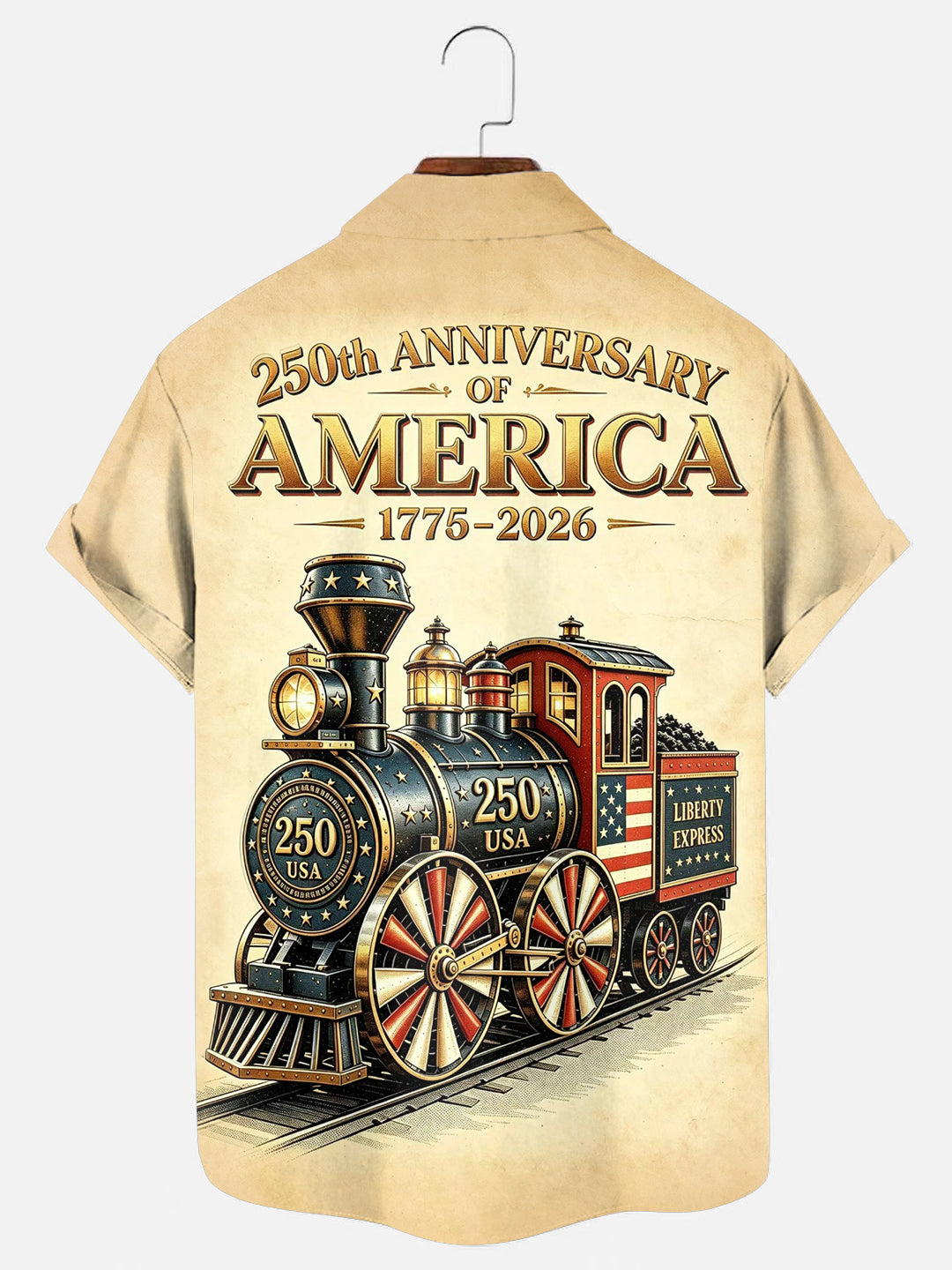 Men's USA 250th Anniversary Vintage Train Print Hawaiian Shirt
