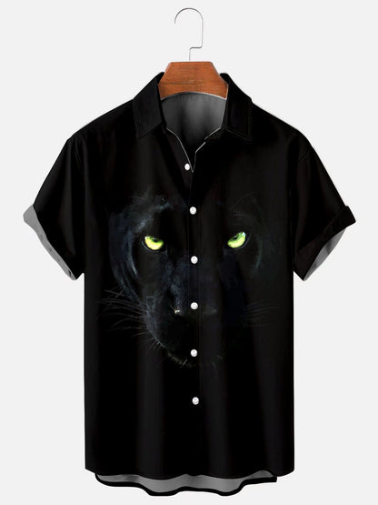 Men's Black Panther Fashion Printed Casual Short Sleeve Shirt