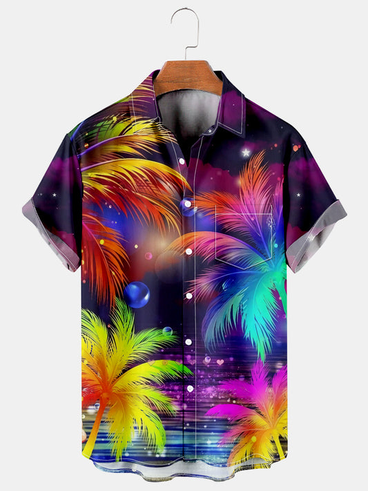 Coconut Tree Fluorescence Fashion Hawaiian Shirt