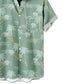 Men's 50's Classic Coconut Tree Wave Print Green Short Sleeve Hawaiian Shirt