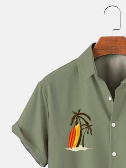 Green Cotton-Blend Urban Series Printed Shirts & Tops