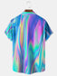 Gradient Color Chest Pocket Short Sleeve Casual Shirt