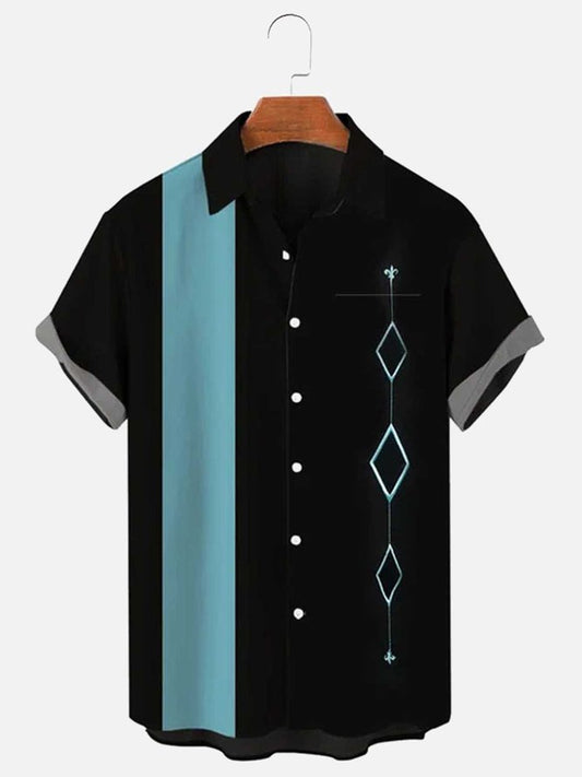 Men's Hawaiian Simple Stitching Pattern Shirt With Pockets