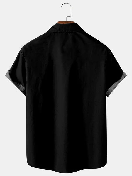 Mens Hawaiian Shirt Easter Black Cotton-Blend Holiday Religion Shirts & Tops