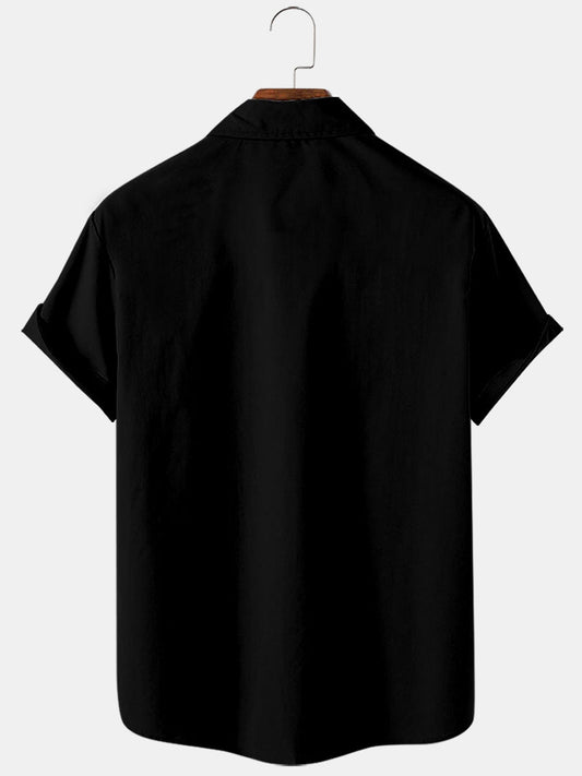 Men's Large Size Simple Casual Checkerboard Checkerboard Stitching Shirt With Pockets